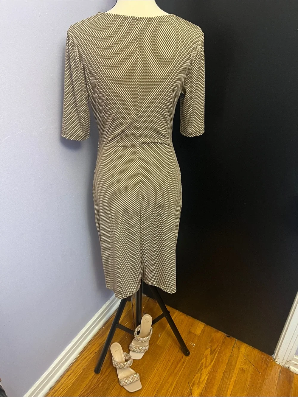 Banana Republic Beige Olive Pink Twist-Detail Midi Dress - Picture 2 of 6